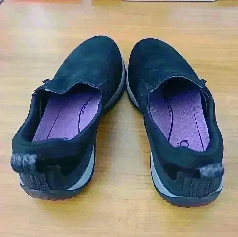 Ryka Womens Echo Moc Blac Suede Slip-On Sneakers Shoes Sz 6.5